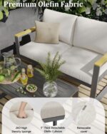 Juego de 2 Sillones de Aluminio para Patio IDEALHOUSE Beige con Cojines Resistente al Agua