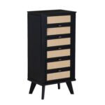 Armario Joyero Powell Helene D1309J23BLK Negro con Espejo y 6 Cajones 19.63x13.38x41 Pulgadas