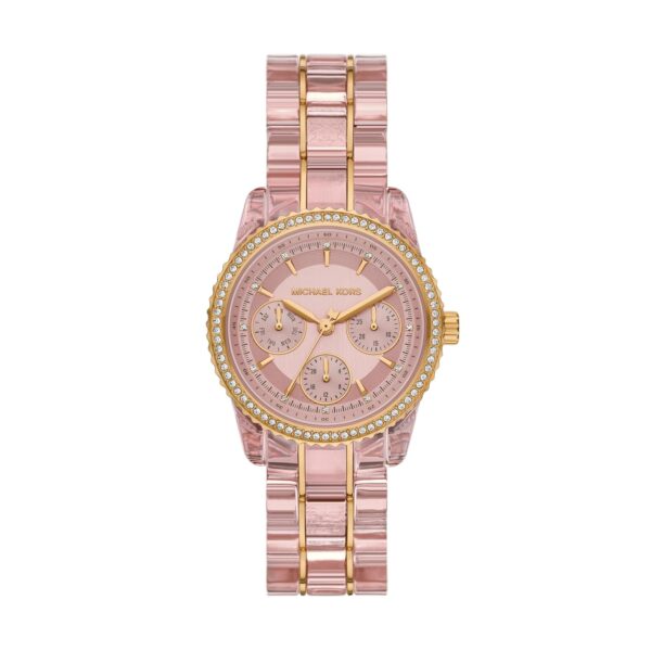 Reloj Michael Kors Bryant MK7607 Multifuncional Acetato Rosa y Acero Inoxidable para Mujer 35mm