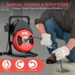 50FTx1/2 Inch Sewer Snake Electric Drain,Drain Cleaner Machine for 2" to 4" Pipes, Plumbing Snake Auger Cleaner with Whe