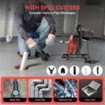 50FTx1/2 Inch Sewer Snake Electric Drain,Drain Cleaner Machine for 2" to 4" Pipes, Plumbing Snake Auger Cleaner with Whe