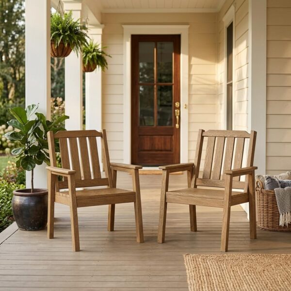 Juego de 4 Sillas de Comedor para Exterior IDEALHOUSE Polietileno de Alta Densidad Base en H Natural