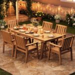 Juego de 4 Sillas de Comedor para Exterior IDEALHOUSE Polietileno de Alta Densidad Base en H Natural