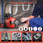 Limpiador de drenaje eléctrico portátil de alimentación automática de cable de 100 pies y 3/4 pulgadas, máquina de serpi