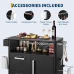 Carrito de parrilla para exteriores resistente con mesa de preparación de acero inoxidable, carrito móvil para isla de b