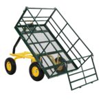 Carro de jardín de malla de acero de 1500 libras, carro utilitario resistente con lados extraíbles, carro al aire libre