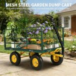 Carro de jardín de malla de acero de 1500 libras, carro utilitario resistente con lados extraíbles, carro al aire libre