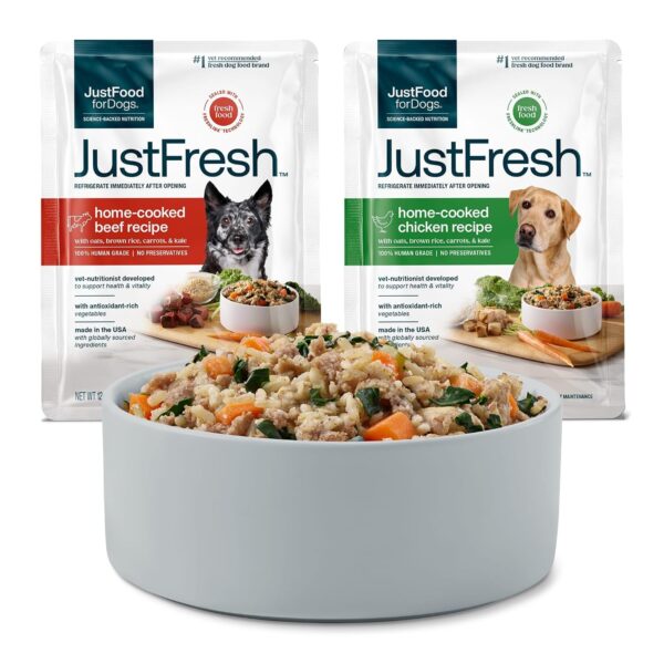 Alimento Húmedo para Perros JustFoodForDogs JustFresh Carne de Res y Pollo 12 Onzas Paquete de 14