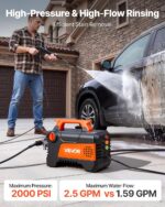 Lavadora a Presión Eléctrica VEVOR HPGF2000 1958 PSI 2.5 GPM con 4 Boquillas y Varita de Extensión de Metal