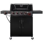 Parrilla de Gas Propano Feasto GL5101B 5 Quemadores con Quemador Lateral y Quemador de Sellado Cuerpo y Tapa Esmaltados