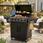Parrilla de Gas Propano Feasto GL5101B 5 Quemadores con Quemador Lateral y Quemador de Sellado Cuerpo y Tapa Esmaltados
