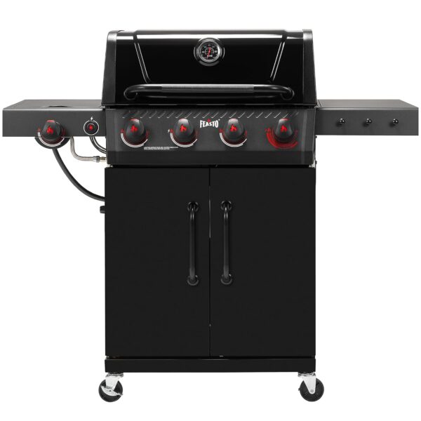 Parrilla de Gas Propano Feasto GL4102B 4 Quemadores 49500 BTU 563 Pulgadas Cuadradas Esmaltada en Porcelana Negra