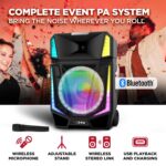 ION Audio Total PA Quake - Altavoz portátil para fiestas con Bluetooth de 15 pulgadas con micrófono inalámbrico y soport
