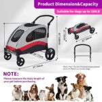 Cochecito para Perros EliteEdge hjfwqfvqef Extra Grande 160 Libras Rojo Marco de Acero Inoxidable