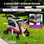 Cochecito para Perros EliteEdge hjfwqfvqef Extra Grande 160 Libras Rojo Marco de Acero Inoxidable