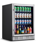 Kalamera Refrigerador de bebidas de 24 pulgadas, 164 latas debajo del mostrador para vino de cerveza, refrigerador de be