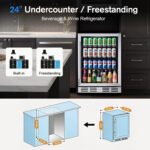 Kalamera Refrigerador de bebidas de 24 pulgadas, 164 latas debajo del mostrador para vino de cerveza, refrigerador de be