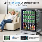 Kalamera Refrigerador de bebidas de 24 pulgadas, 164 latas debajo del mostrador para vino de cerveza, refrigerador de be