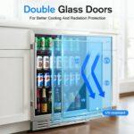 Kalamera Refrigerador de bebidas de 24 pulgadas, 164 latas debajo del mostrador para vino de cerveza, refrigerador de be