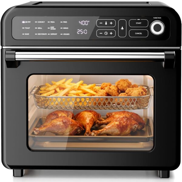 Kismile Combo de horno tostador y freidora de aire de 18 cuartos de galón, horno de convección de encimera 12 en 1, temp