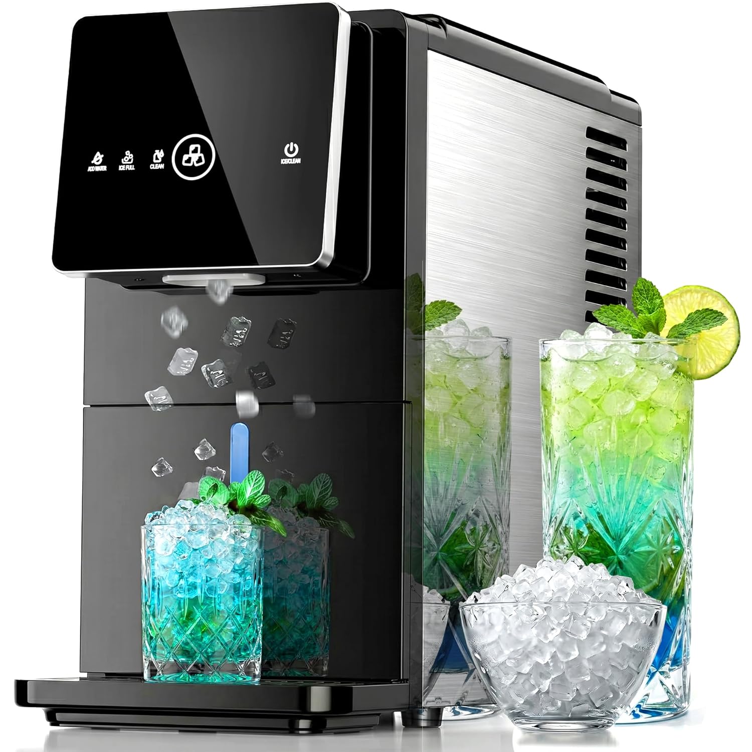 Kismile Nugget - Máquina de hielo para encimera, máquina de hielo de 33 libras/24 horas con hielo masticable suave, func