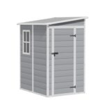 Cobertizo de Almacenamiento Greesum GS-316-0331 de Resina 5 x 4 Pies con Piso Ventana y Puerta con Cerradura Color Gris