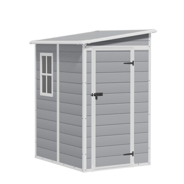 Cobertizo de Almacenamiento Greesum GS-316-0331 de Resina 5 x 4 Pies con Piso Ventana y Puerta con Cerradura Color Gris
