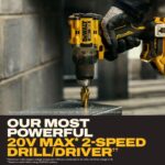 DEWALT Drill Set 20V MAX XR, 1/2 in. Brushless Cordless Drill Driver Kit With 5AH POWERSTACK Battery and Charger, LED Li