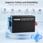 Inversor de Corriente GAOMON Modelo 1 3000W Onda Sinusoidal Pura 12V DC a 120V AC Puerto USB 5V 2.1A 2 Salidas AC Contro