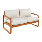 Juego de Muebles de Patio Christopher Knight Home Coddy 380268 4 Piezas Madera de Acacia con Mesa Auxiliar y Cojines Bei