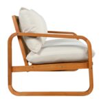Juego de Muebles de Patio Christopher Knight Home Coddy 380268 4 Piezas Madera de Acacia con Mesa Auxiliar y Cojines Bei