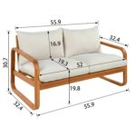 Juego de Muebles de Patio Christopher Knight Home Coddy 380268 4 Piezas Madera de Acacia con Mesa Auxiliar y Cojines Bei