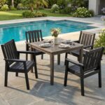 Juego de 4 Sillas de Comedor para Patio GAOMON Polietileno de Alta Densidad Base en Forma de H Soporta 650 Libras Color
