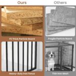Mueble Jaula para Perros Garvee 60.2 Pulgadas 2 Puertas 2 Cajones Madera de Ingeniería y Metal Blanco Marrón