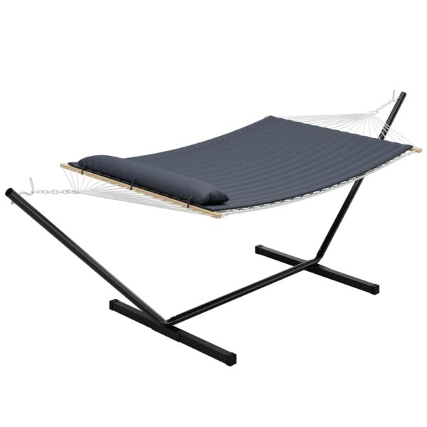 Hamaca Doble GAOMON con Soporte de Acero 12 Pies Capacidad 204 kg Cuerda de Algodón Almohadilla Reversible