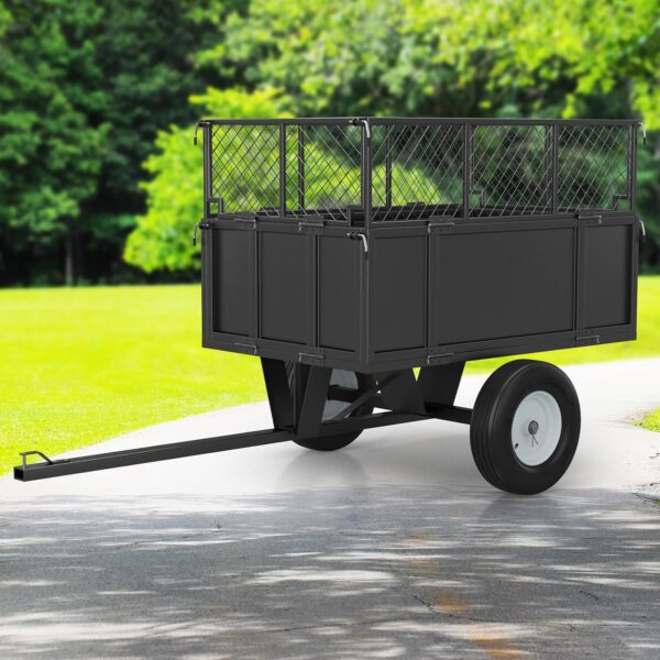 GarveeLife Carrito de acero resistente de 750 libras para ATV/UTV - Remolque utilitario de 17 pies cúbicos - Lados extra