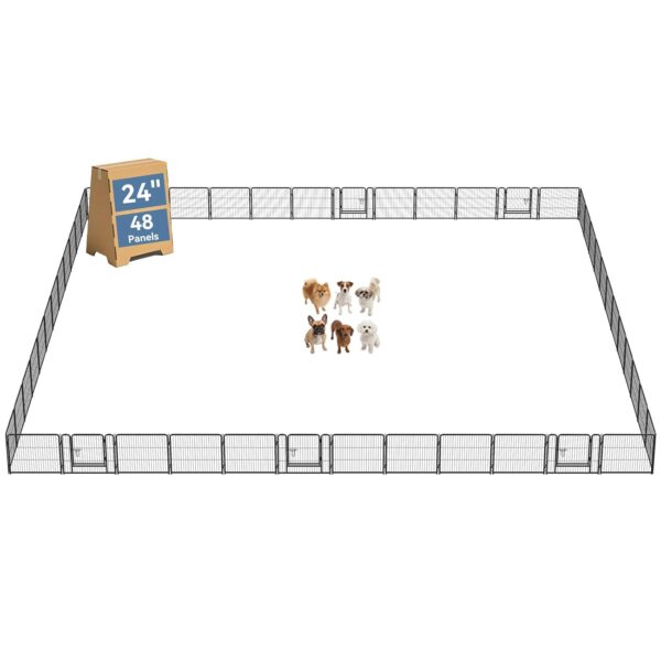 Corral para Perros DUMOS DM-TZGLWL-48P24-1 Metal 24 Pulgadas 6 Paneles Hexagonal Interior Exterior