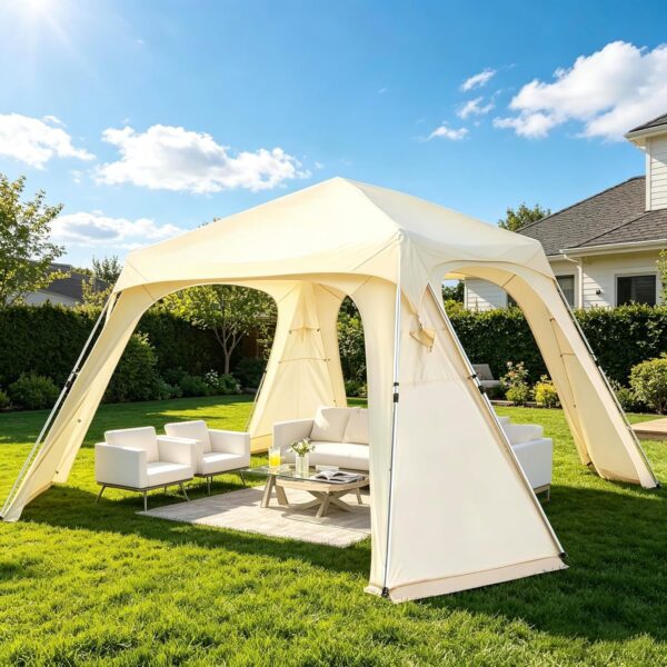 Cenador Alvantor 7019-NEW 12 x 12 pies Impermeable UPF 50+ Beige