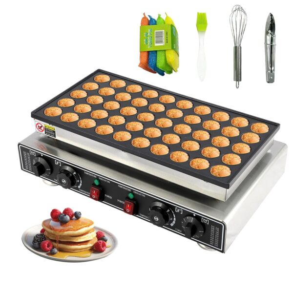 PrecisionAuto Commercial Mini Dutch Pancake Maker, 1800W Nonstick Waffle Iron – Adjustable Temp & Timer – Multi-Use Poff