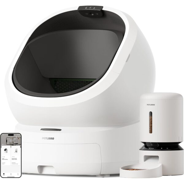 Paquete Caja de Arena Automática PETLIBRO Luma y Comedero para Gatos con Cámara IA Reconocimiento de Múltiples Gatos y C