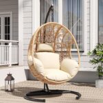 Silla Colgante KEIKI LX10065 para Exteriores con Base en U Cojín 8 Pulgadas Ratán de Polietileno Capacidad 400 Libras