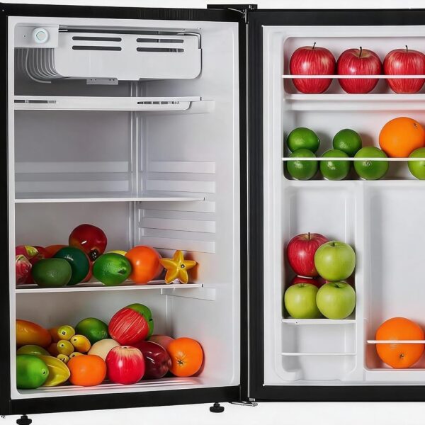 4.5 Cu.Ft Mini Fridge with Freezer, Silver Single Door Compact Refrigerator with 7-Level Thermostat & Reversible Door, U