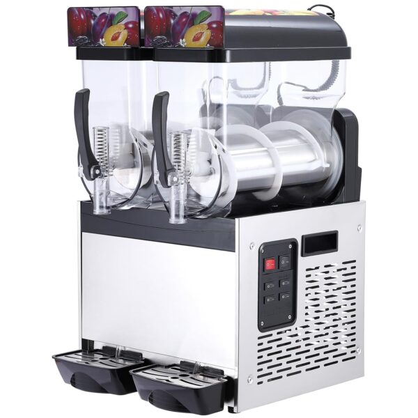 EliteEdge Máquina de granizado con opción de triple tanque - 15L x 2 Máquina comercial de bebidas congeladas - Acero ino