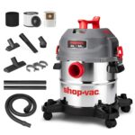 Shop-Vac Aspiradora ultra silenciosa de 5 galones para tienda húmeda y seca, tanque de acero inoxidable de 4.5 HP con ac