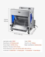 VEVOR Cortadora de pan eléctrica, máquina de cortar pan de 370 W, máquina cortadora de pan de encimera de aluminio fundi
