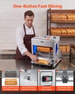 VEVOR Cortadora de pan eléctrica, máquina de cortar pan de 370 W, máquina cortadora de pan de encimera de aluminio fundi