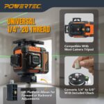 Nivel Láser POWERTEC LE3360V 3x360° Autonivelante Verde con Control Remoto y Plataforma de Elevación Recargable USB-C