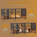 Mueble Jaula para Perros IRONCK QR-6668 67 Pulgadas Divisor Ajustable Marrón Rústico
