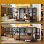 Mueble Jaula para Perros IRONCK QR-6668 67 Pulgadas Divisor Ajustable Marrón Rústico