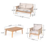 Juego de Muebles de Patio Christopher Knight Home Lorna 328943C 4 Piezas Madera de Acacia Teca Beige